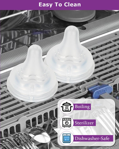 Silicone Nipples for Lansinoh Baby Bottle, Size S,Replacement Bottle Nipple,1m+,Slow Flow, 6 Count