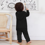 PUHHAPIEY Toddler Baby Boy Clothes Fall Winter Outfits Embroidery Daddy's Mini Hoodie Sweatshirt & Joggers Pant Set (Black, 12-18 Months)