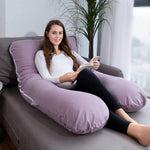 Meiz U Shaped Sleeping, Cooling 60‘’ Maternity Pillow for Pregnant Women with Jersey Cover, Purple