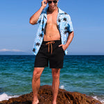 SILKWORLD Mens Swimming Trunks with Compression Liner 2 in 1 Quick-Dry Swim Shorts with Zipper Pockets Black