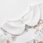 pureborn Baby Girls Bodysuit Peter Pan Collar Bubble Romper Long Sleeve Cotton One-Piece Outfit Animal Paradise 0-3 Months