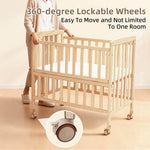 Flwrgirl Baby Bassinets Bedside Sleeper - Portable Pine Wood Bedside Bassinet,6 Heights Small Mini Crib with Mattress,Space-Saving Design Baby Crib for Newborns 0-12 Months,Unpainted