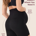 Momcozy Maternity Shapewear for Under Dresses, Anti-Chafing Mid-Thigh Pregnancy Underwear, Belly Support, Cotton Gusset Black