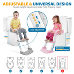 Orzbow Potty Training Seat, Toddler Toilet Seat with Step Stool Ladder, 2-in-1 Toddler Potty Training Toilet Chair for Kids Boys Girls - 5-Level Adjustable Height | Splash Guard | Anti Slip Pad, Grey
