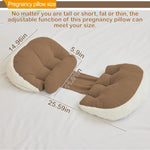 Trankerloop Pregnancy Pillow for Sleeping, Maternity Pillow with Pillow Cover - Support for Back, Legs, Belly, HIPS,Brown