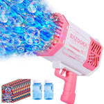Bubble Machine Gun, 69 Holes Bubble Gun with Lights, Pink Outdoor Summer Beach Kids Bubbles Toys Birthday Wedding Party Fun Gifts for Girls Boys