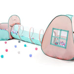 3 in 1 Pop Up Kids Play Tent with Tunnel and Ball Pit for Kids, Boys, Girls, Babies and Toddlers, Indoor/Outdoor Playhouse,Orange Pink/Light Green