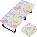 Burbuja Cartoon Whales in Pastel Cot Sheet for Toddlers, Portable Padded Nap Mat Sheet with Elastic Band for Girls Boys, Machine Washable, 25x50 in