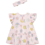 Little Me Clothes for Baby Girls' Fun Daisy Bodysuit Dress with Headband, Cherry Blossom/Multi, 9 Months
