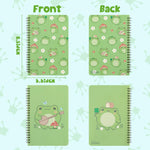 L1rabe 2 A5 Frog Spiral Notebooks Back to School Cute Frog Green College Ruled Hardbound Notebooks Exercise Book Diary Notepad Travel Journal for Kids Teens Students Girls Birthday Gift