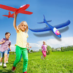 CCINEE 2 Pack LED Airplane Toys, 17.3 inch Large Throwing Foam Plane with Flashing Lights, 2 Flight Mode Glider Plane Outdoor Flying Toy for Kids Boys Girls Outdoor Sport Party Favors