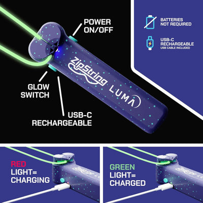 ZipString Luma - The Patented Glow-in-The-Dark Toy That Flies a Loop of String, Creates Endless Shapes and Tricks Built-in LED for Glowing Fun. Perfect STEM Gift for Kids & Adults. Wonderment Awaits