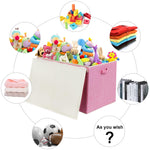 popoly 122L Large Toy Box Chest with Lid, Foldable Toy Storage Organizer Bin Boxes with Removable Divider for Kids, Boys, Girls, Nursery, Playroom, 26"x17" x17"(Linen Pink)