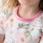 pureborn Baby Girl Pajamas Set Kids Short Sleeve Snug Fit Cotton Sleepwear Pjs 2pcs Set Rabbit Floral 12-18 Months