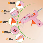 MONVICT 8 Pack 30W Hot Glue Gun Set with 50 Glue Sticks 2 Each of Pink/White/Lake Blue/Yellow - Easy to Use for DIY Crafts, Arts, Class Projects, School, Home Repairs - High Temp Mini Glue Guns