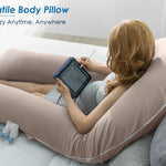 QUEEN ROSE Pregnancy Pillow, U Shaped Full Body Pillows for Sleeping Support, 65 Inch Maternity Pillow for Pregnant Women, Beige