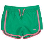 RuffleButts Girls UPF50+ Cover-Up Board Shorts - Bright Green, 2T