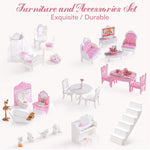 ROBUD Wooden Dollhouse, Doll House Playset with 24-pcs Exquisite Accessories, Working Elevator, Gift for Ages 3+
