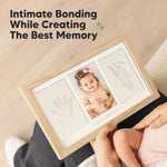 KeaBabies Baby Hand and Footprint Kit - Clay Handprint Keepsake Frame, Newborn Nursery Picture Frame, Personalized New Mom Gifts for Baby First Christmas Shower (Ash Wood)