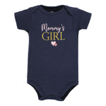 Hudson Baby Unisex Baby Cotton Bodysuits, Girl Mommy Pink Navy, Newborn