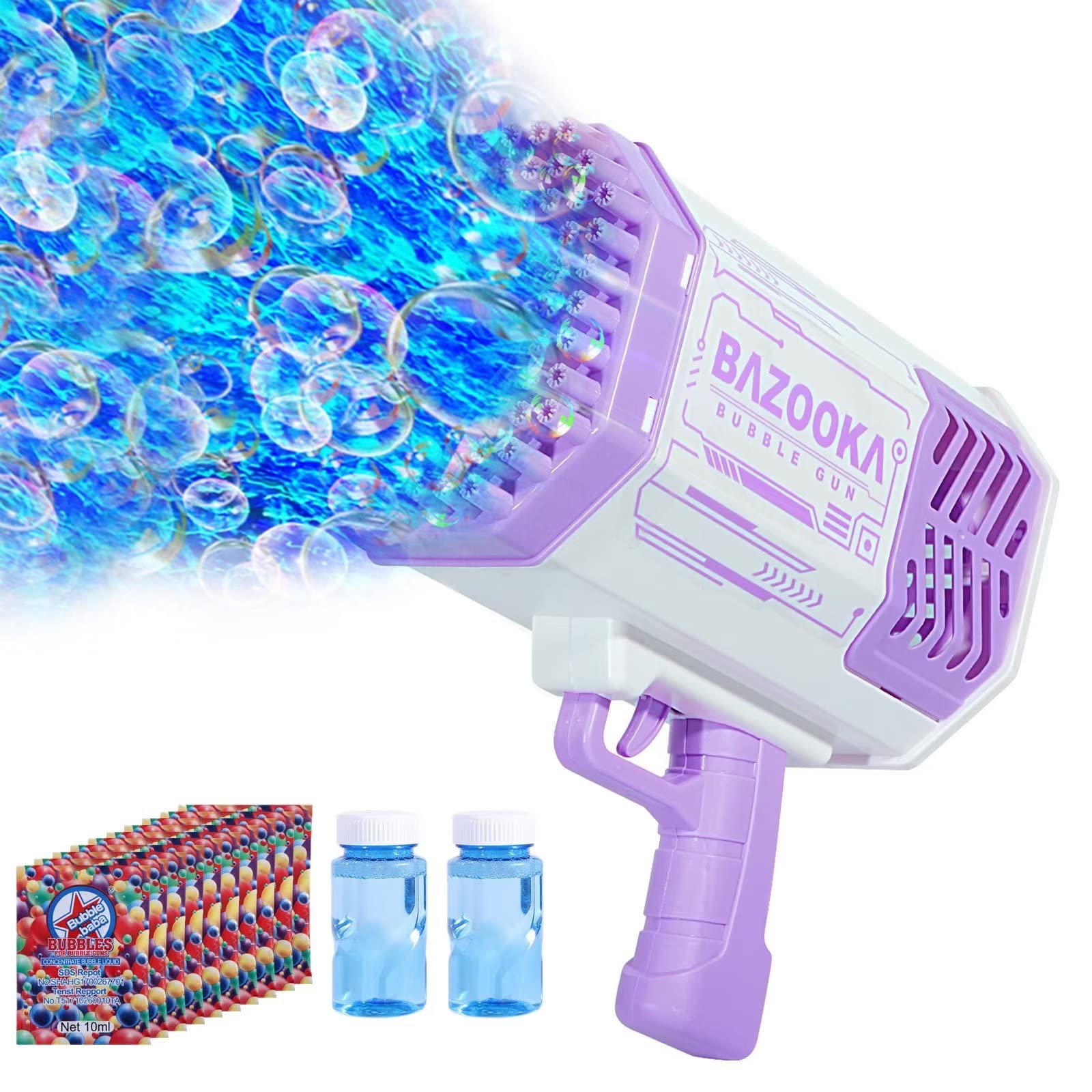 Bubble Machine Gun, 69 Holes Bubble Gun with Lights, Pink Outdoor Summer Beach Kids Bubbles Toys Birthday Wedding Party Fun Gifts for Girls Boys