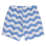 RUGGEDBUTTS Boys UPF50+ Stretch Neon Swim Trunks - Periwinkle Blue Wavy Stripe, 3-6m