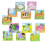 12 Pack Mini Wooden Animal Puzzles for Kids 3+ - 9-Piece Toddler Educational Travel Toys | Cute Farm & Wild Animal Party Favors | Preschool Learning Gift Set for Boys & Girls