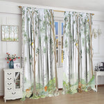 Kids Animal Curtains, Watercolor Natural Forest Animal Hedgehog Fox Butterfly Rabbits Forest Print Curtain Boys and Girl Bedrooms 42x45 Inch