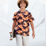PATPAT Boys Tie Dye T-Shirts Size 7-8 Years Orange Short Sleeve Crewneck Neon Shirt Little Boy Casual Hippies Clothes