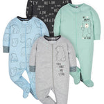 Gerber Baby Boys' 4 Pack Sleep 'N Play Footie, Bear, Newborn