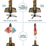 SainSmart Jr. Rocket Launcher for Kids, 200 Feet of Flight Altitude, Motorized Air Rocket with Parachute, Self-Launching Outdoor Toy with Safely Land, Black