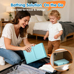 Baby Bathtub with Inflatable Top Edge, Extra Stable Infant Bath Tub, Collapsible & Portable for Baby Bath Time, No Tilt Design for 12M-6Y Newborn, No Assembly for Travel Shower