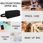 Fmeida Pencil Case Pouch - Water Resistant Pencil Pouch Portable Pencil Bag Simple Office Stationery Pouch with Handle Back to School Supplies - Black