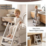 Potty Training Seat, Primlect Upgrade Ultra-Stable Toddler Toilet Seat for Kids Boys Girls, 2 in 1 Potty Training Toilet with Step Stool, Adjustable Seat and Ladder, Non-Slip Pad, Splash Guard (Grey)