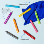 Tiger Tribe Bath Crayons - 8 Washable Colors for Mess-Free and Creative Bath Fun, Easy Grip for Kids Age 3+, Develops Creativity and Motor Skills