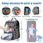 PILLANI Baby Diaper Bag Backpack - Large Bag for Boys & Girls, Waterproof Diaper Backpack - Travel Diaper Bags w/Changing Pad, Baby Registry Search & Shower Gifts - Essentials Must Haves Newborn Stuff