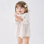pureborn Baby Girls Long Sleeve Cotton Dress with Bloomer Playwear Dress with Headband Pink Flower 9-12 Months