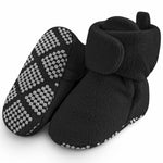 Pro Goleem Fleece Baby Booties, Warm Cozy Baby Slippers, Stay On Sock Shoes, Easy to Put on, Unisex Baby Gifts, Soft Non-Slip Adjustable Newborn Boots for Boys and Girls 6-12 Months, Black