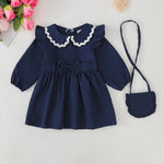 Kucnuzki Baby Girl Clothes 18-24 Months Long Sleeve Princess Dresses Blue Ruffle Fairy Cute Dress Toddler Girls Casual Dress Fall Winter Outfit Clothes for Kid