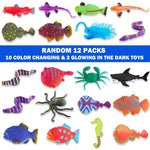 Color Changing Mold Free Bath Toys for Toddlers & Kids - Color Change Sea Creatures Ocean Animal Toys & Glow in The Dark Toy with Bath Book (12 Pack)
