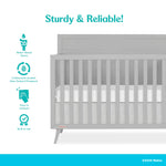 Dream On Me Fisher-Price Sanibel 5-in-1 Convertible Full-Size Baby Crib in Pebble Grey, GreenGuard Gold, Sustainable Pinewood, Wooden Spindles, 3 Mattress Heights, Converts to Day & Toddler Bed