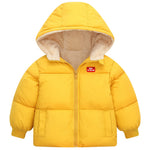 UNICOMIDEA Toddler Winter Jackets 18-24 Months Warn Down Zipper Baby Coat Yellow Hooded Outerwear For Baby Boys Girls Size 2T Plush Clothes Puffer School Outwear With Pockets