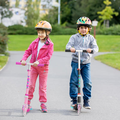 TONBUX Scooters for Kids 5-12, Kids Scooter with Cool Light Up Stem, Wheels, and Deck, 4 Level Adjustable Height Kick Scooter, Foldable and Lightweight Scooter for Kid 8-12, Black