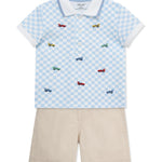 Little Me Clothes for Baby Boys' Nautical Polo Short Set, Pique Blue/Peacoat, 2 Toddler