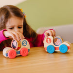 Melissa & Doug GO Tots Wooden Race Cars (2 Cars, 2 Disks) Stacking Toys For Infants, Hand Push Vehicles, Wooden Car Toys For Toddlers Ages 1+ - FSC-Certified