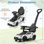 Costzon Push Car for Toddlers, 3 in 1 Licensed Maserati Stroller Sliding Walking Car with Handle, Guardrail, Under Seat Storage, Horn & Music, Foot to Floor Kids Ride On Toys for Boys Girls (White)