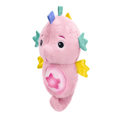 Pink plush axolotl toy with colorful spikes on a white background