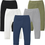 DREAM BUS 5 Pack Toddler Girl Pants Baby Girl Solid Ribbed Pants Toddler Girls Bottoms Leggings Newborn Cotton Jogger