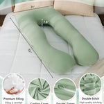 Meiz Pregnancy Pillow, U Shaped Pregnancy Pillows for Sleeping Cooling, 55 Inch Maternity Pillow for Pregnant Women, Body Pillows for Adults, Rayon Cover from Bamboo, Sage Green