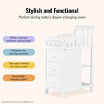 Dream On Me Jayden 4‑in‑1 Mini Convertible Baby Crib & Changer with Storage in White, Pinewood, GreenGuard Gold & BSA, 1” Mattress Pad, 3 Mattress Heights, Converts to Mini Day & Twin-Size Bed